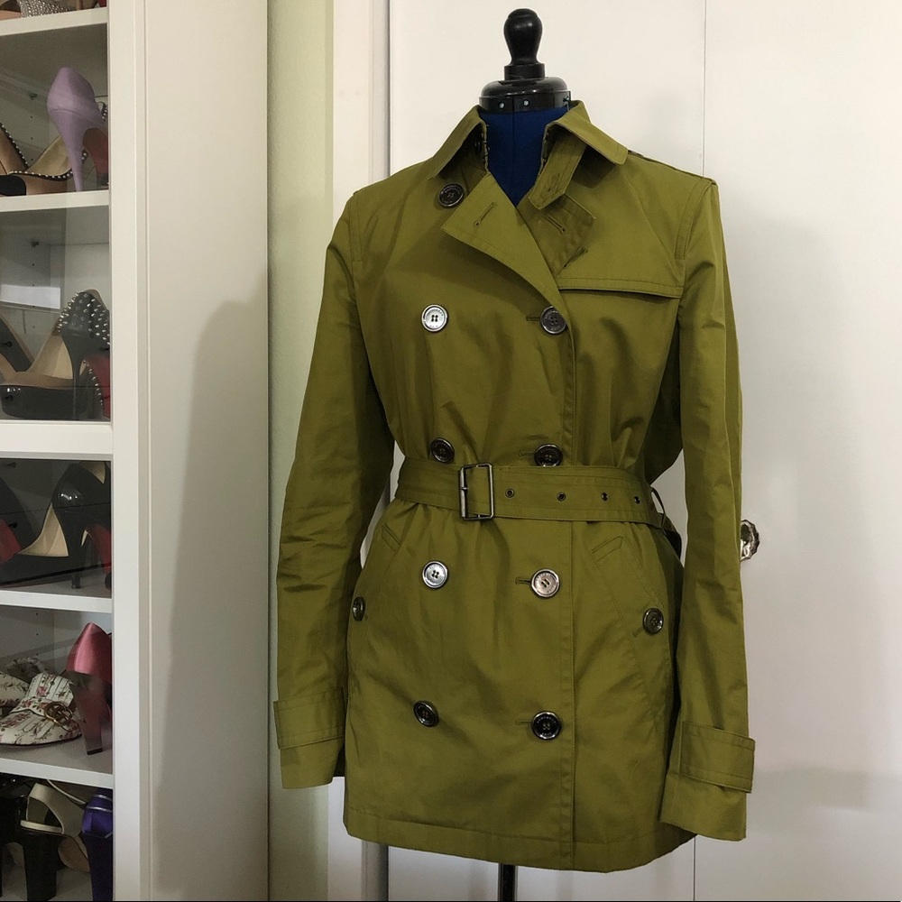 Olive green Burberry trench